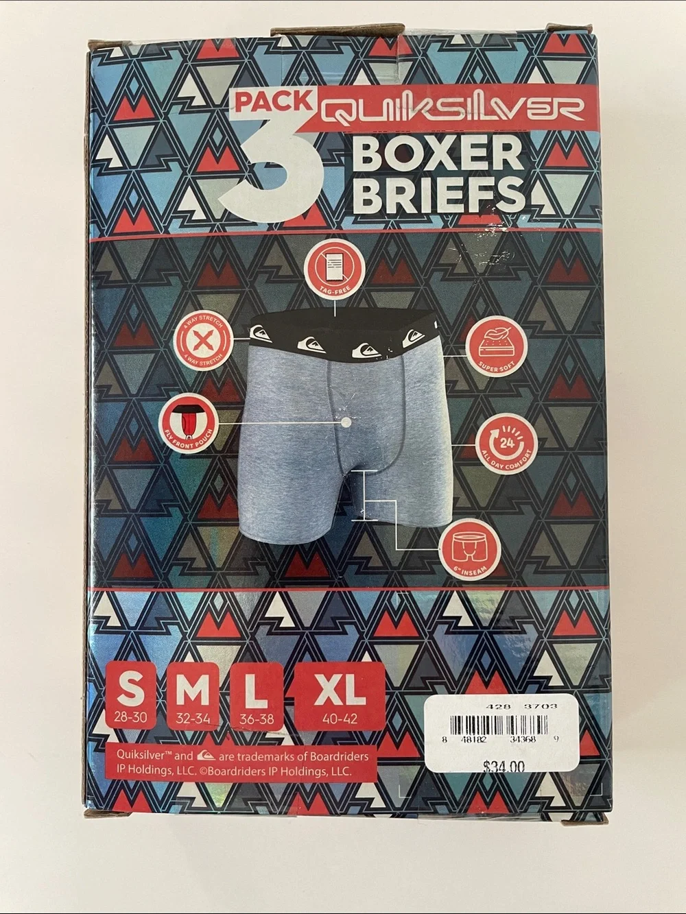 NWT Lot of 3 Quiksilver Men's Boxer Briefs 3-Packs Size Medium (9 Pairs Total!)